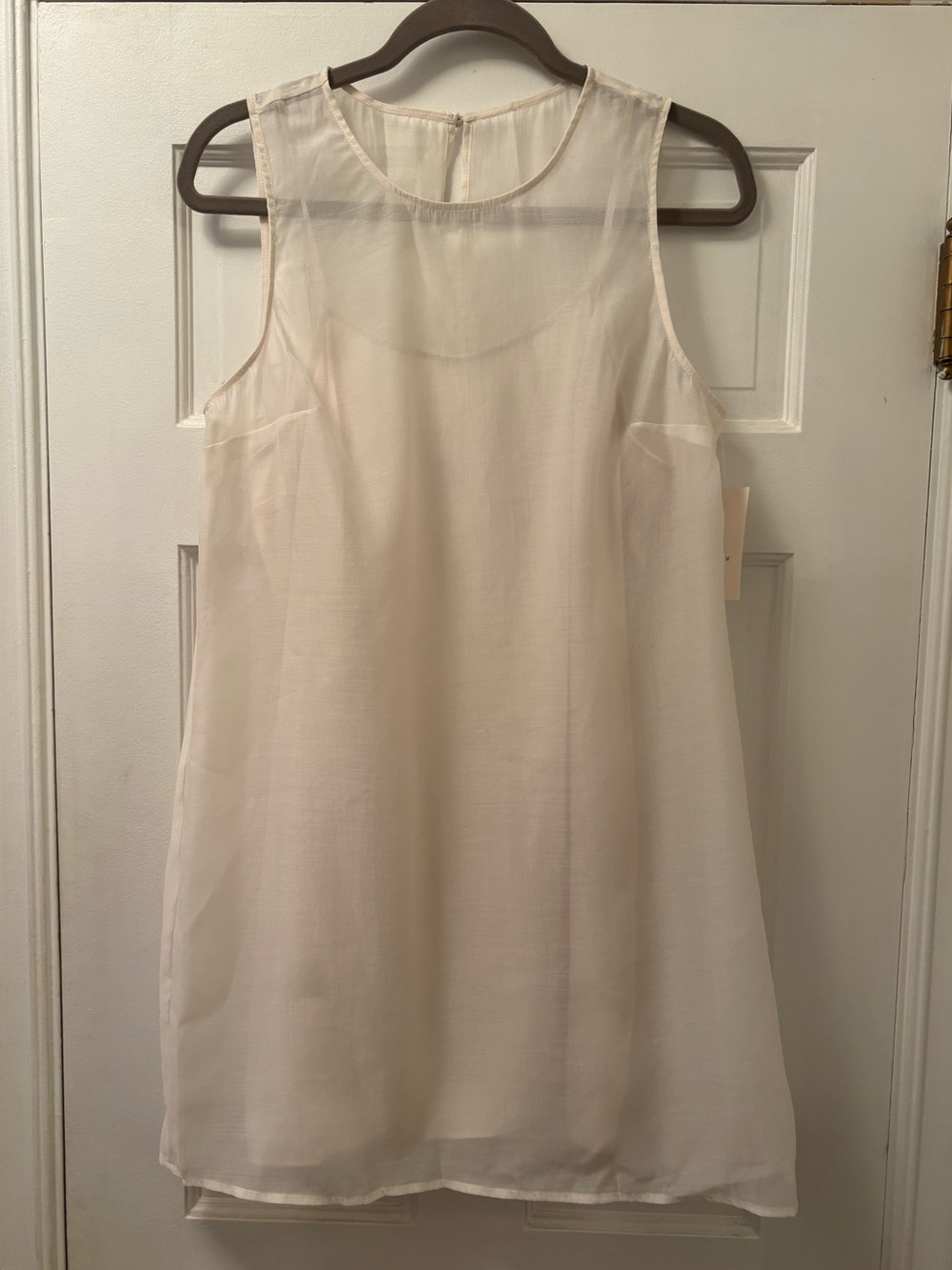 A New Day Cream Sleeveless  Semi Sheer Dress with Slip Size M